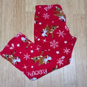 Rudolph The Red Nosed Reindeer Fuzzy Pajama Pants Size L